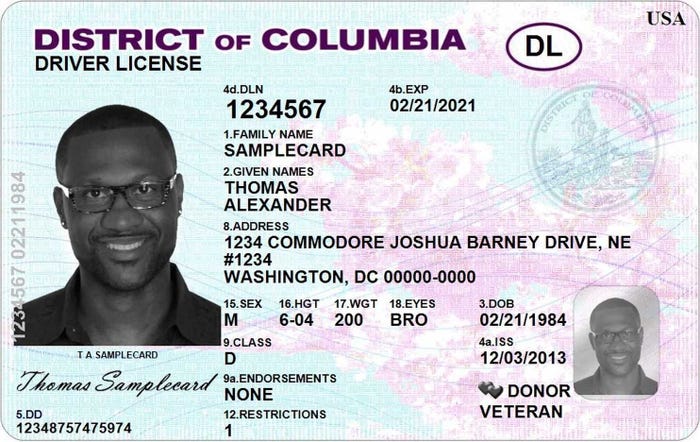 washington dc license